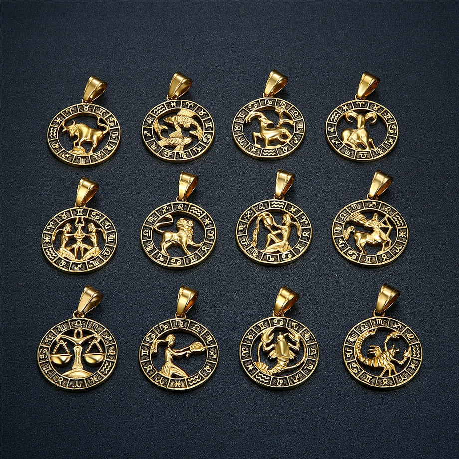 12 Zodiac Sign Horoscope Pendants