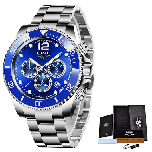 LIGE Waterproof Quartz Chronograph Watch